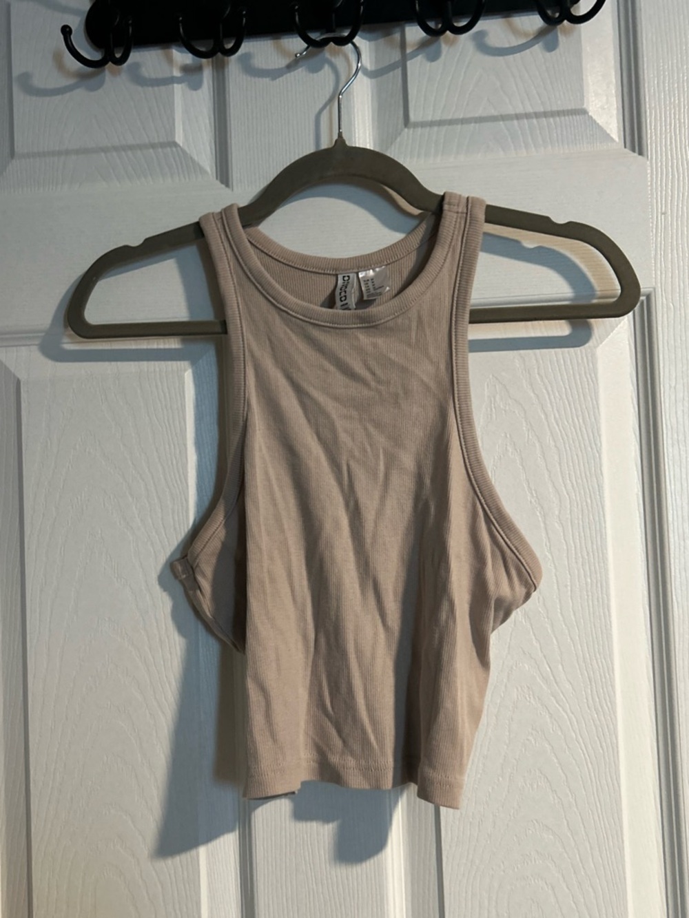 Divided Beige Cropped Ribbed Sleeveless Top
